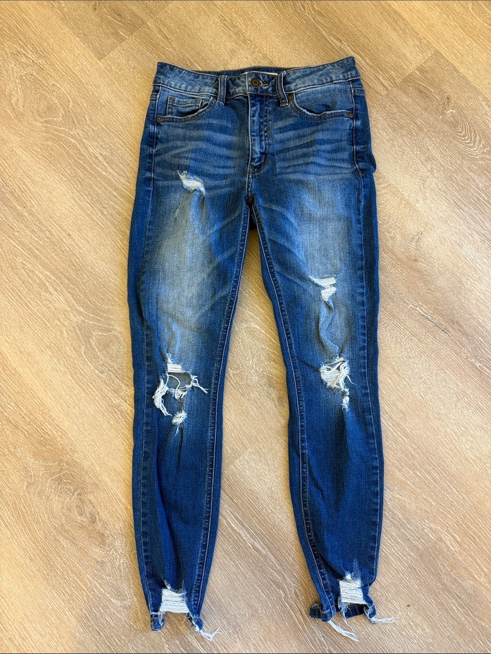 eunina Dark Blue Distressed Skinny Jeans